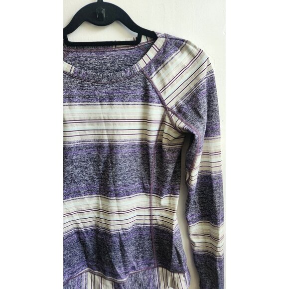 Lululemon Race Your Pace Long Sleeve Osaka Stripe Heathered Black Grape size 4 - Picture 4 of 7